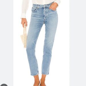 AGOLDE Remi High Rise Straight Jeans Light Wash in Collision